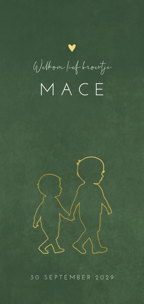 Goudfolie one line jongenskaartje met afgeronde hoeken