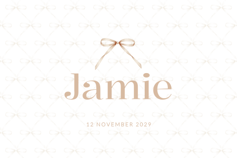 Unisex geboortekaartje met patroon van klassieke strikjes