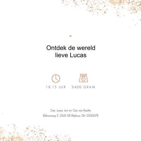 Extra kaartje met geboorte symbolen