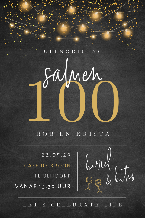 Samen 100 jaar met krijtbord en lampjes