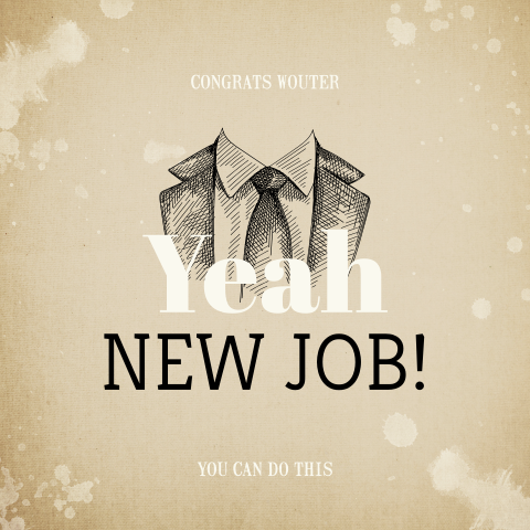 New job vintage wenskaart met stropdas