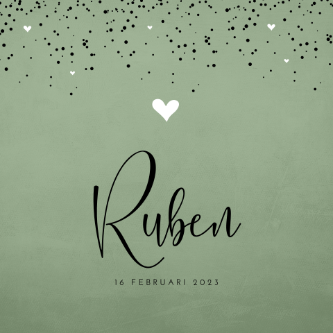 Basic geboortekaartje jongen met stipjes en hartje