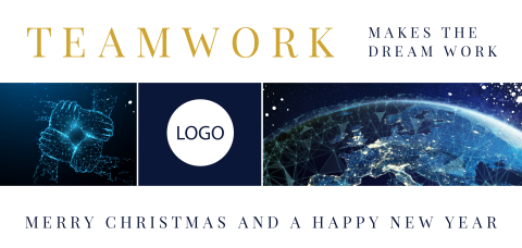Internationale kerstkaart teamwork met wereldbol
