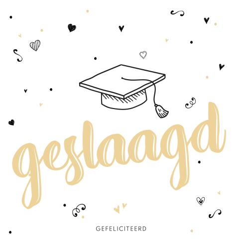 Geslaagd kaart met afstudeer hoed