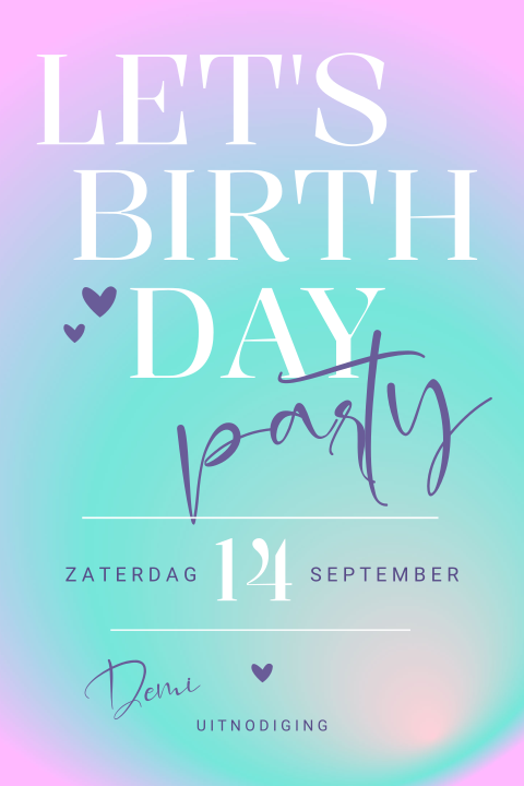 Typografische uitnodiging verjaardag in pasteltinten
