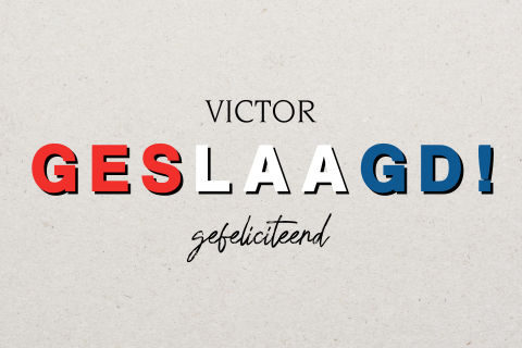 Geslaagd kaart rood wit blauw met kartonlook