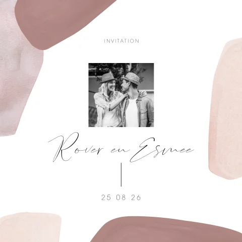 Cleane en chique foto trouwkaart Lila Liefde