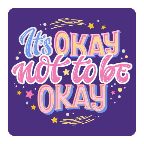 Vrolijke beterschapskaart met de tekst 'it's okay not to be okay'