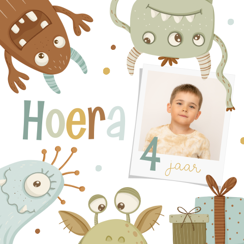 Monster uitnodiging voor feestje kind met foto