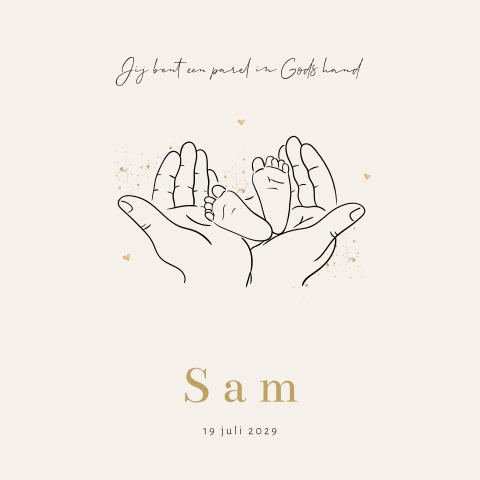 Christelijk geboortekaartje 'parel in Gods hand'