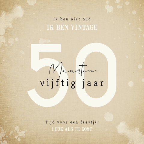 Vintage uitnodiging verjaardag 50 jaar Abraham