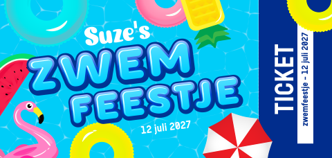 Ticket uitnodiging kinderfeest zwemmen