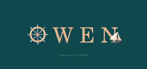 Zeilboot geboortekaartje jongen