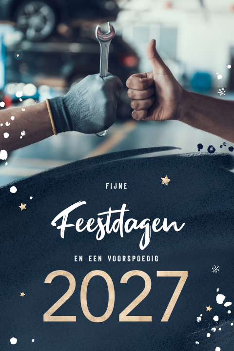 Een zakelijke kerstkaart voor de autobranche met foto