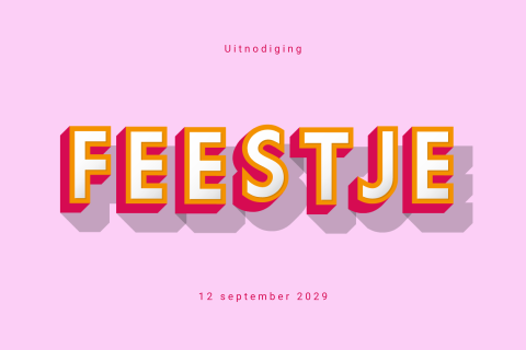 Kleurrijke uitnodiging voor een verjaardag met 3D letters