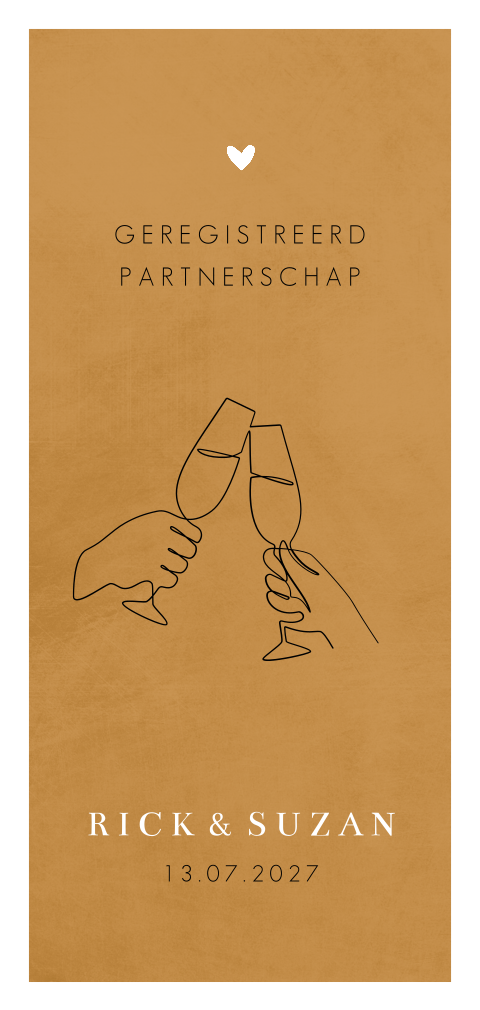 Proostende champagneglazen geregistreerd partnerschap uitnodiging