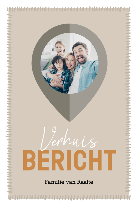 Verhuiskaart met locatie pin en foto
