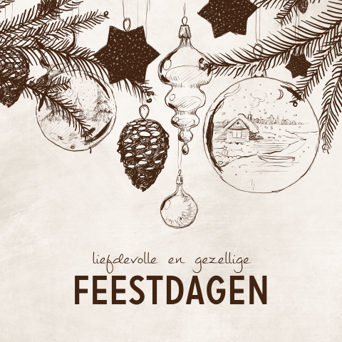 Vintage kerstkaart met kerst illustraties