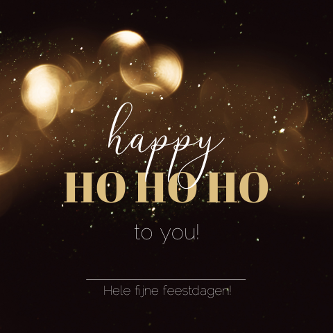 Basic kerstkaart met ho ho ho en glitter achtergrond