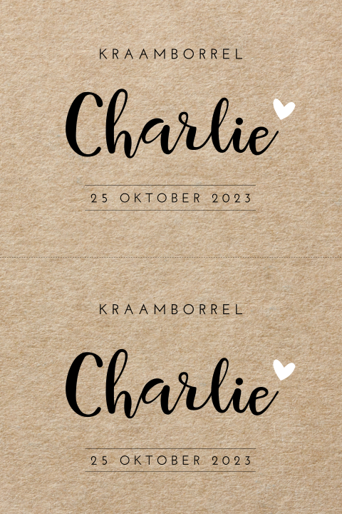 DIY mini kaartje karton look voor kraamborrel