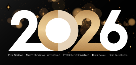 Internationale zakelijke kerstkaart met uitsnede en jaartal