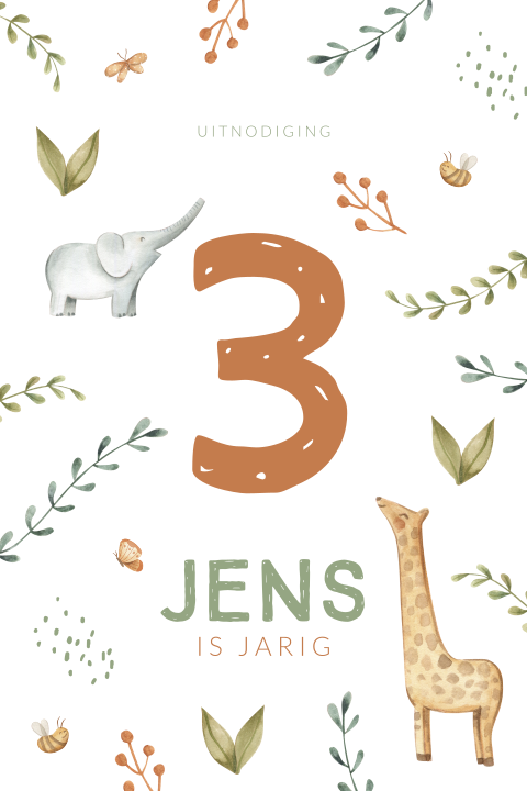 Vrolijke kinderfeest uitnodiging met dieren