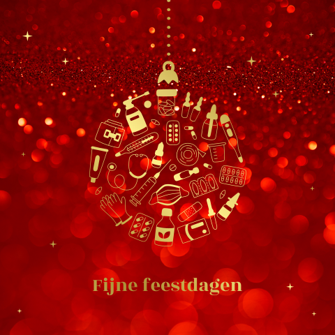 Zakelijke kerstkaart voor de zorg met foliedruk en illustraties