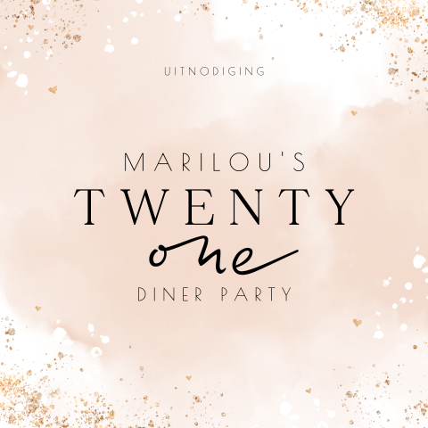 21 diner uitnodiging met aquarel en gouden spetters
