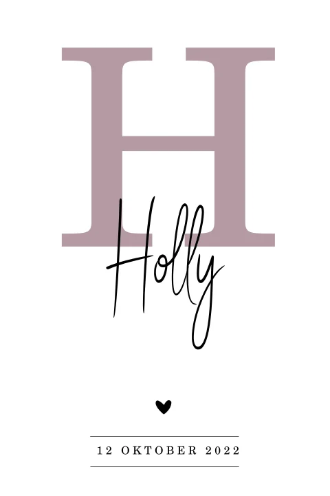 Basic geboortekaartje meisje strak