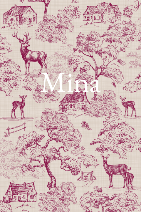 Toile de Jouy meisjes geboortekaartjes met hertjes in bosthema