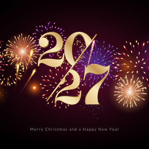 Zakelijke kerstkaart met vuurwerk voor goed doel