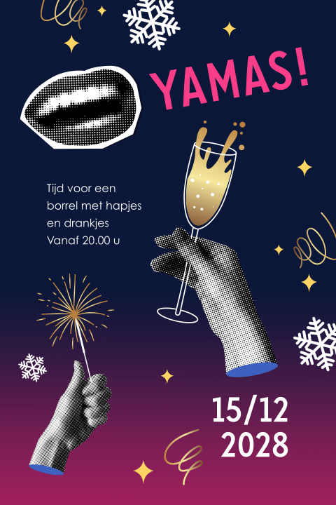 Yamas retro zakelijke kerstborrel uitnodiging