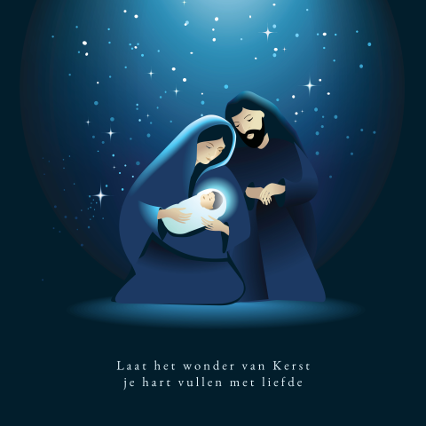 Christelijke kerstkaart de geboorte van Jezus