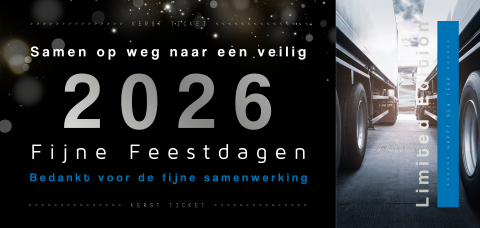 Ticket kerstkaart met zilverfolie transportbedrijf 2026