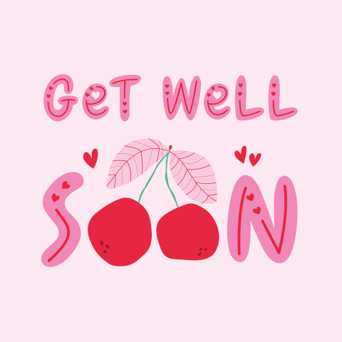 Get well soon beterschap wenskaart met kersen