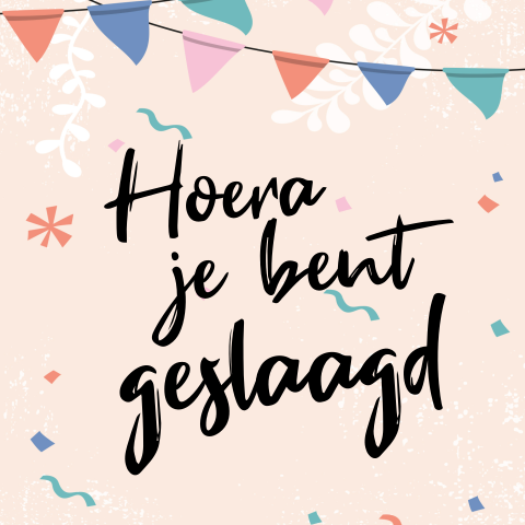 Hoera je bent geslaagd kaart met slingers