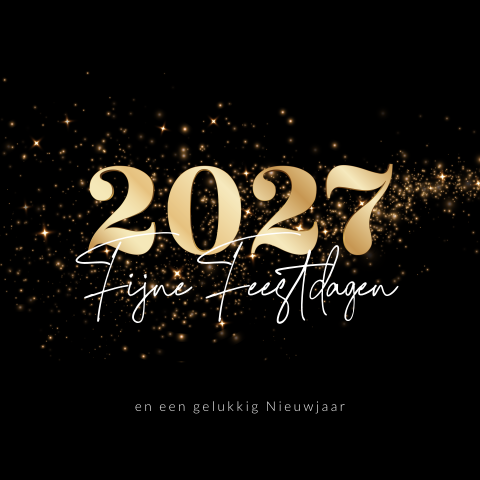 Goudlook 2027 zakelijke kerstkaart met sparkles