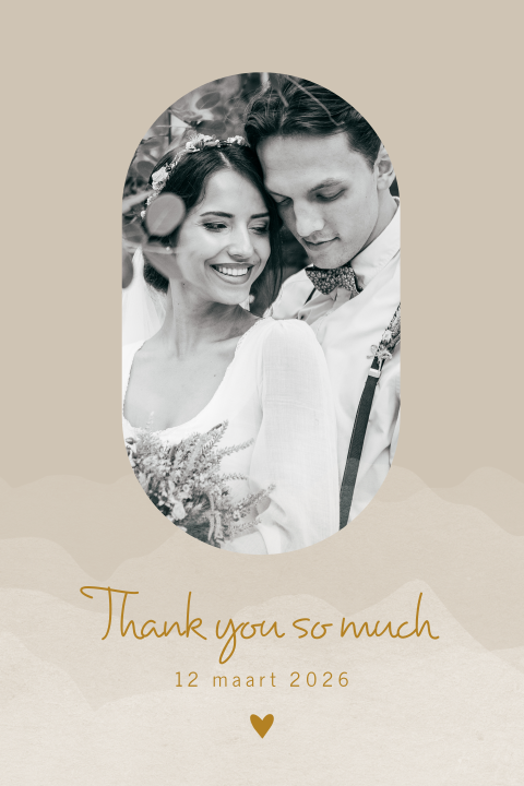 Foto bedankkaart met ronde hoeken en bergen in aquarel