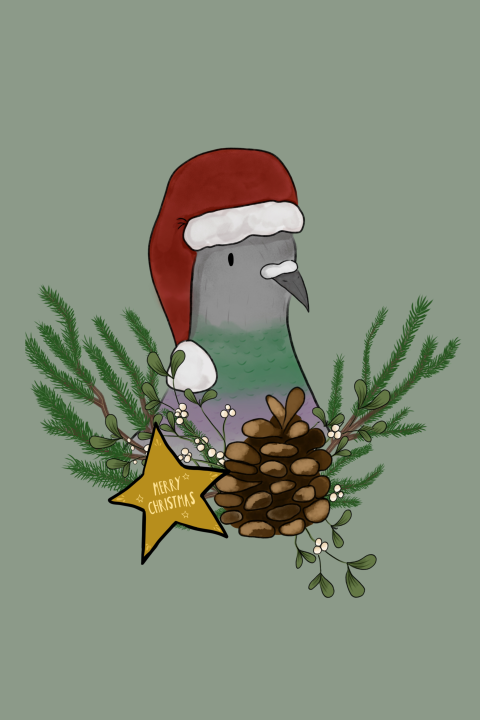 Kerstkaart voor goed doel Voedselbank Raalte met kerstduif