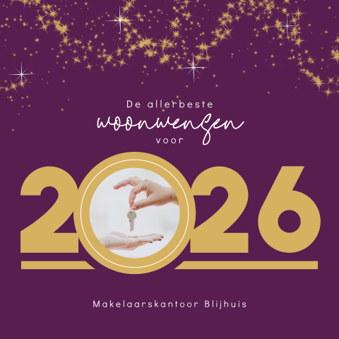 Makelaars branche zakelijke kerstkaart met foto en jaartal 2026