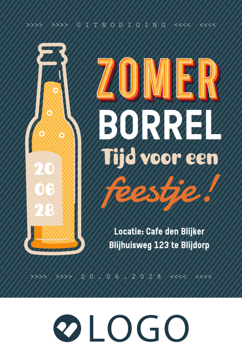 Zomerborrel uitnodiging zakelijk met bier en logo