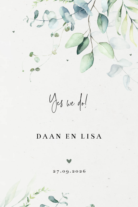Botanische trouwkaart duurzaam met aquarel eucalyptus