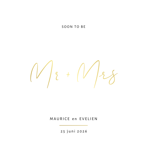 Mr and Mrs trouwkaart met goudfolie en symbolen