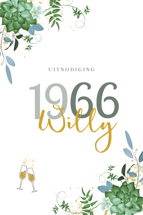 Uitnodiging voor een 60ste verjaardag bloemen en champagne