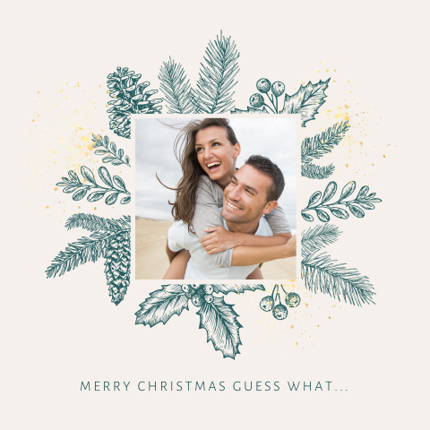Foto Save the Date kerstkaart met takjes en ronde hoeken