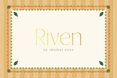 Boho geboortekaartje voor een jongen met folie en speels kader