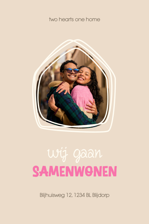 Verhuiskaart samenwonen met huisje en eigen foto