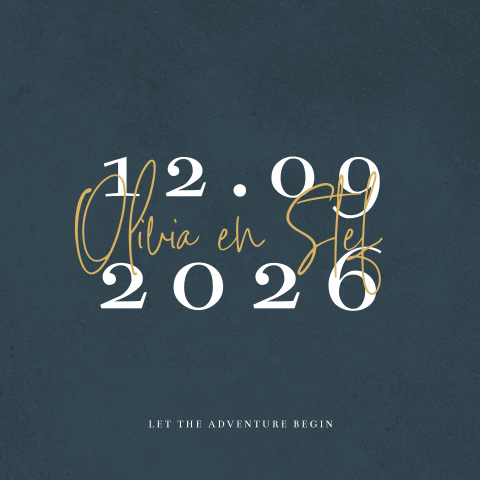 Trouwkaart met datum en sierlijke letters