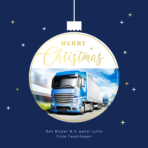 Zakelijke kerstkaart transport branche met kerstbal, foto en foliedruk