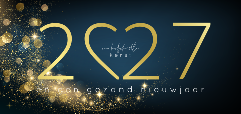 Zakelijke kerstkaart liefdevol gezond 2027 hart met goudfolie
